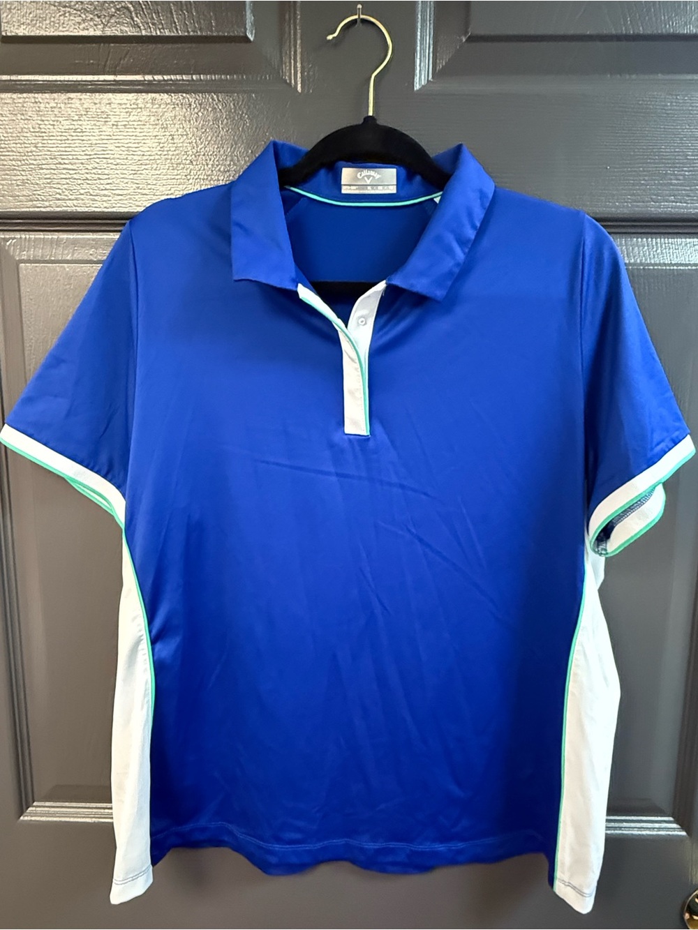 Callaway Blue Polo with White Panels and Mint Trim